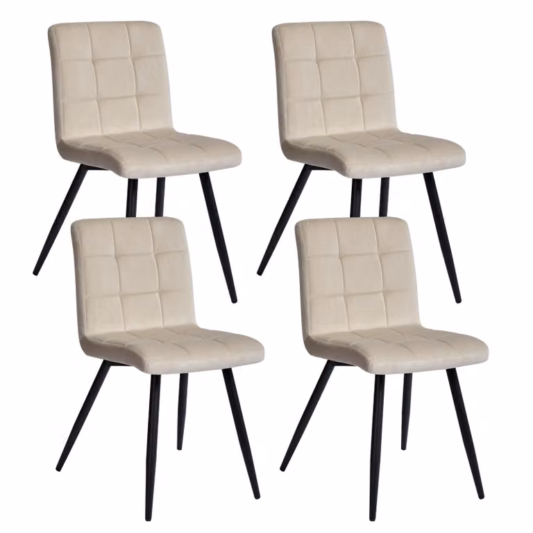 Duhome sala da pranzo set di 4 sedie da cucina sedia da soggiorno sedia imbottita con gambe in metallo sedia in velluto, beige