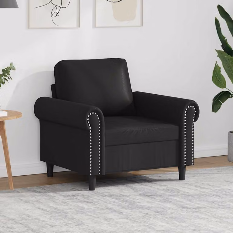 Poltrona moderna vidaXL in similpelle nera con braccioli e struttura in metallo