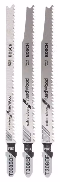 Set di lame per seghetto alternativo a una sola molla: T 308 BF (2 pezzi); T 308 BOF, set da 3 pezzi.