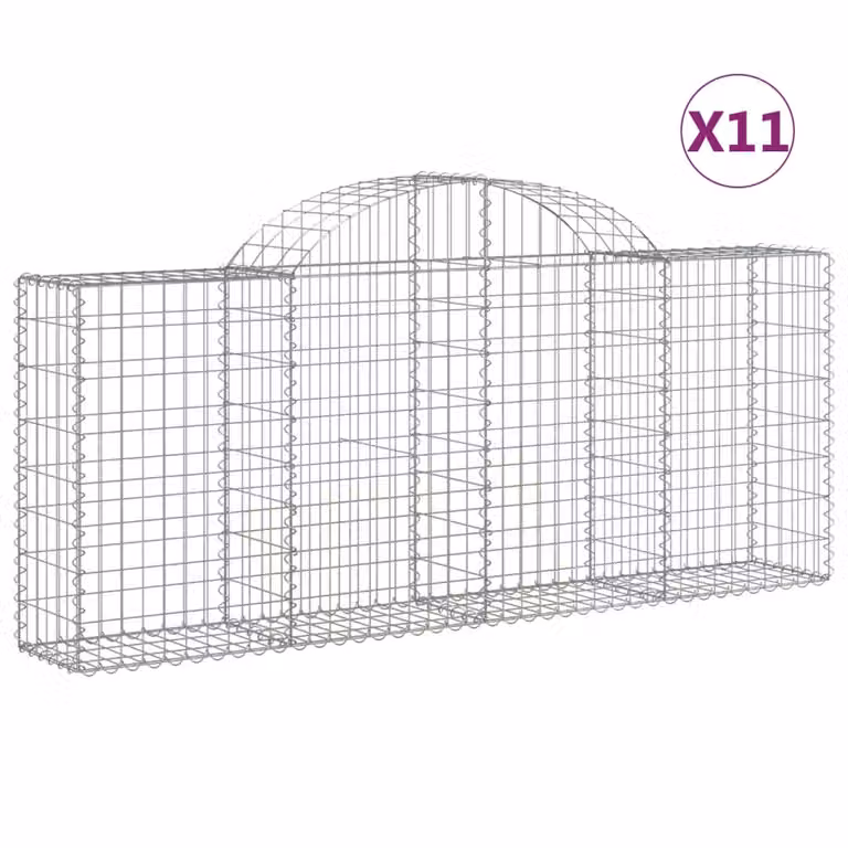 Cesti Gabbioni ad Arco 11 pz 200x30x80/100 cm Ferro Zincato