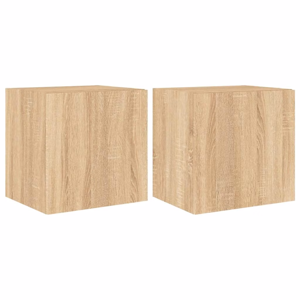Mobili TV a Parete con Luci LED 2pz Rovere Sonoma 40,5x35x40 cm