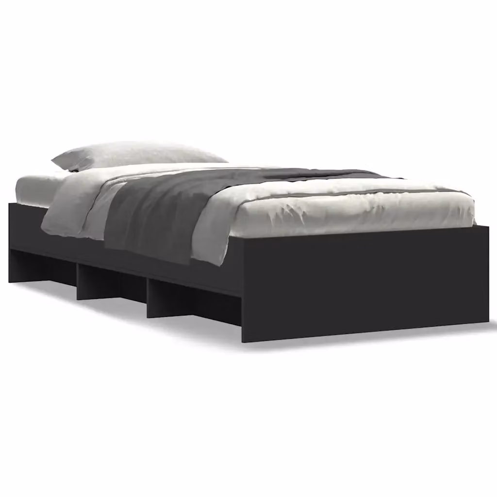 vidaXL Giroletto Moderno Nero in Legno Multistrato con Doghe Rigide L: 78 cm, P: 193 cm – 2