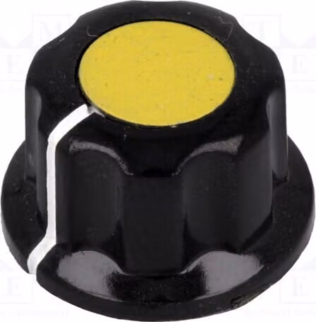 1 x Manopola rotante, diametro albero: 6,35 mm, dimensioni totali: 16,5 x 11 mm, bachelite con flangia, colore giallo, modello G19-YL