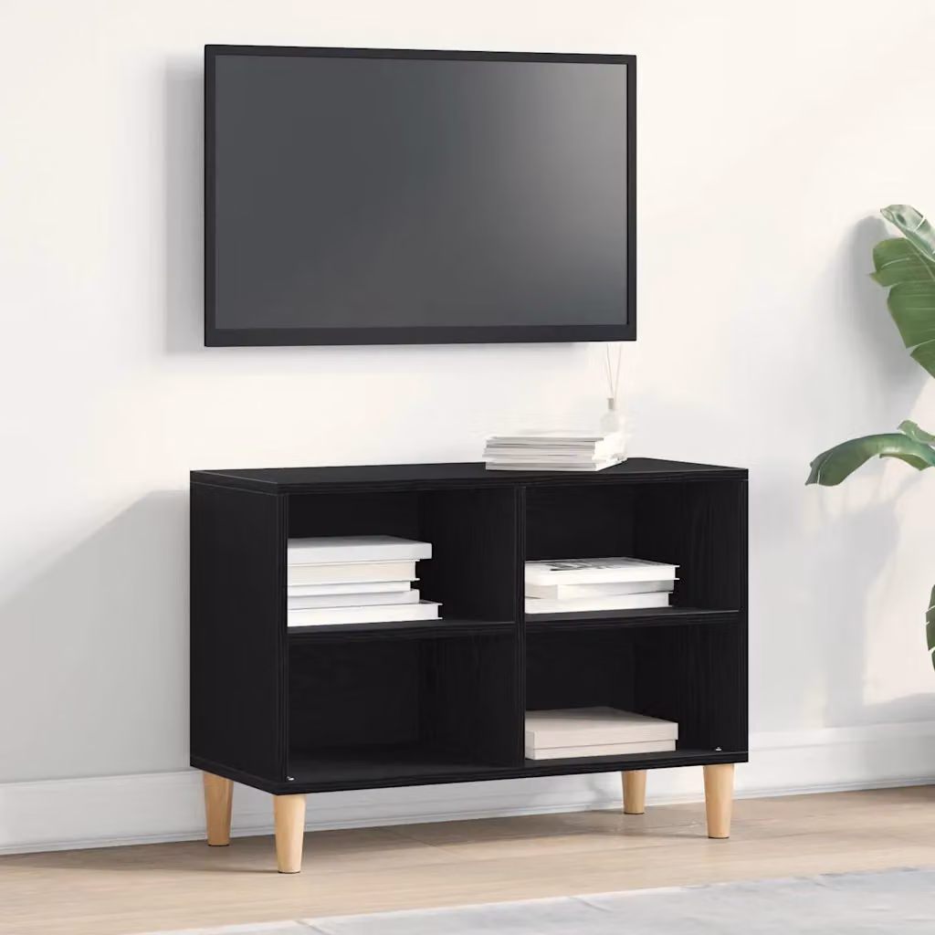Mobile TV moderno vidaXL in legno ingegnerizzato color rovere nero L: 69,5 cm, P: 30 cm, H: 50 cm