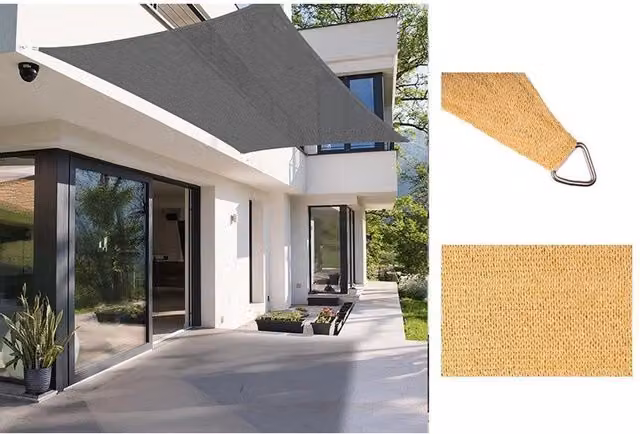 Trade Shop - Tenda Vela Ombreggiante Parasole Da Esterno Terrazze Giardino Patio Rettangolare 3x4 Mt - Beige