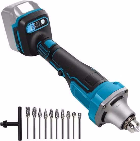 Levigatrice a batteria Makita LXT blu con 10 steli in acciaio duro per smerigliatura, lisciatura e foratura (senza batteria)