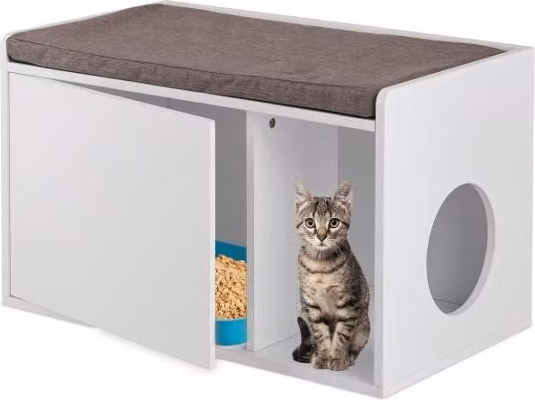 Mobiletto per lettiera per gatti con panca