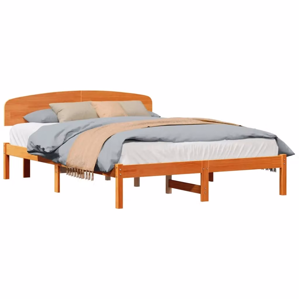 Struttura del letto moderna vidaXL in pino massello marrone cerato L/P: 160 x 200 cm – 2