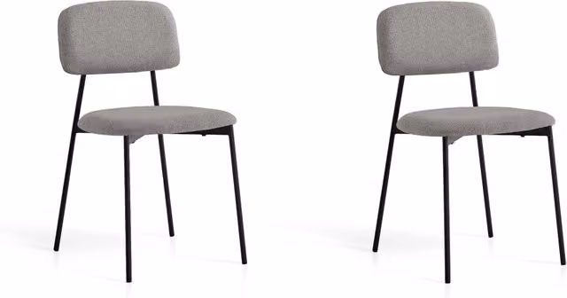 Set di 2 sedie da pranzo Hispanohogar in metallo e tessuto grigio L: 80 cm, P: 46 cm, H: 50 cm