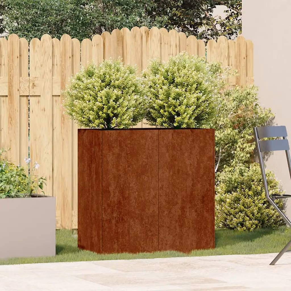 Vaso da giardino vidaXL in metallo marrone, L: 80 cm, P: 40 cm, H: 80 cm
