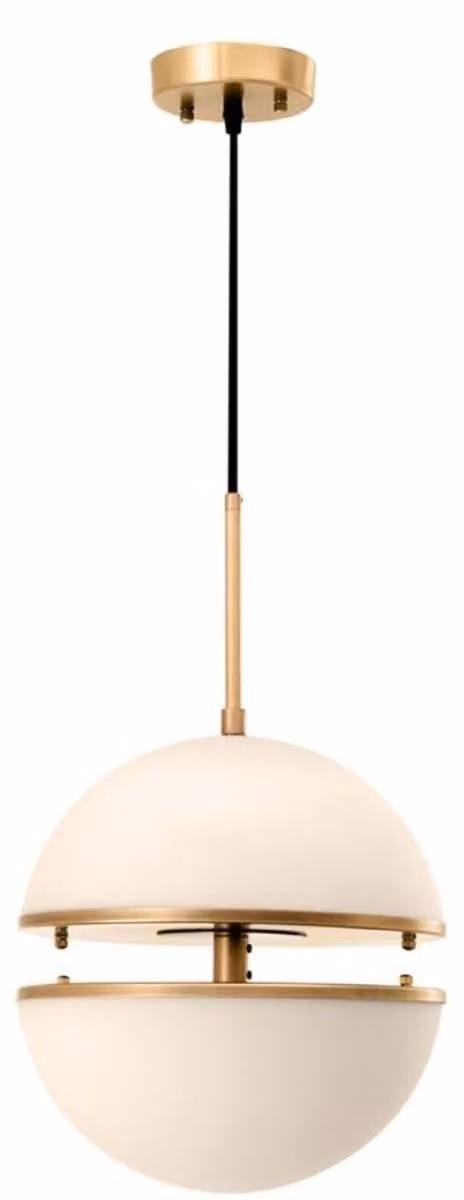 Casa Padrino lampada a sospensione in ottone antico / bianco Ø 30 x H. 160 cm - Lampada a sospensione