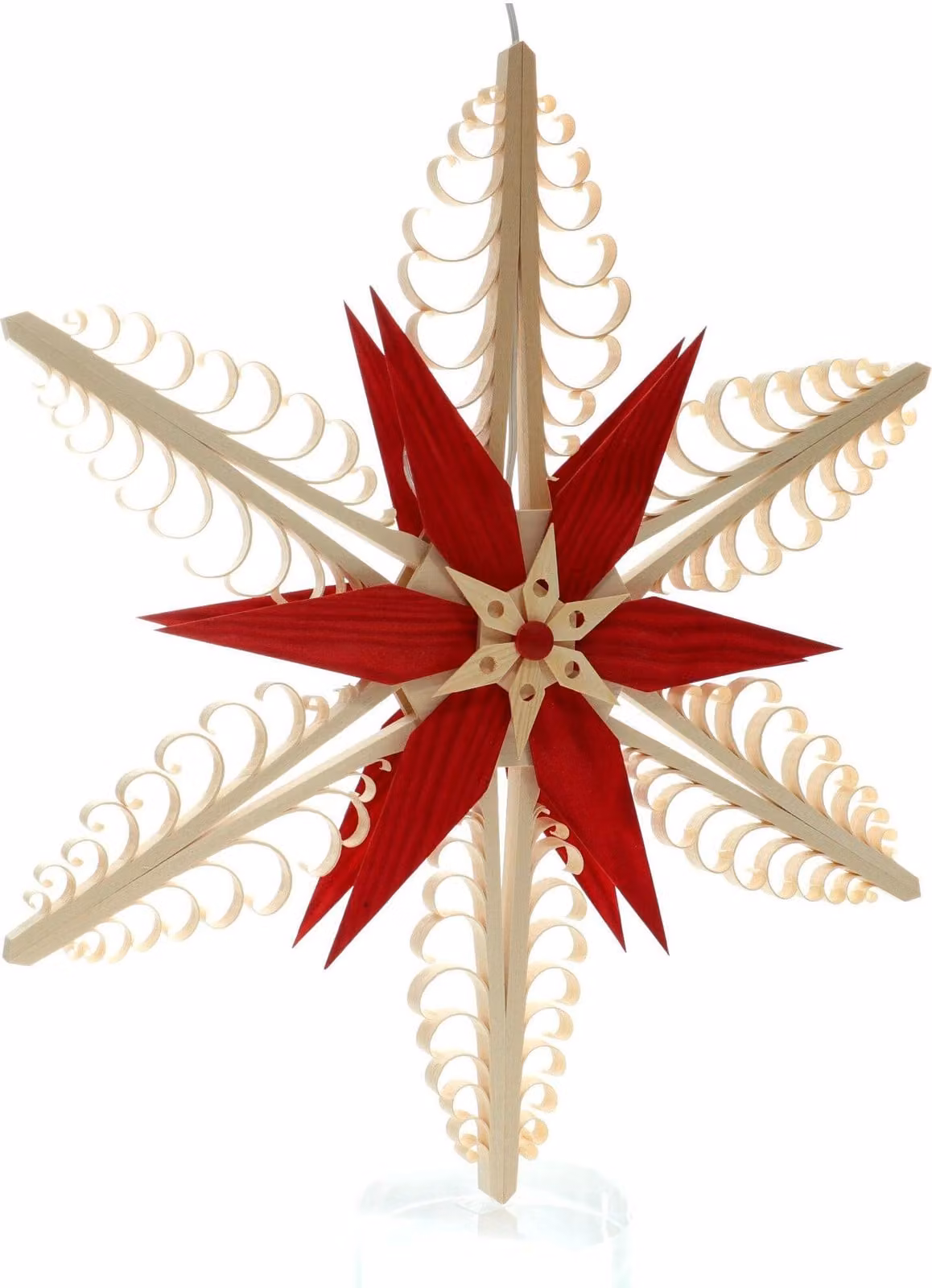 Decorazione per finestre a forma di stella spagnola, con illuminazione interna e due stelle rosse (su entrambi i lati). Dimensioni: 40x40x5 cm. Nuovo