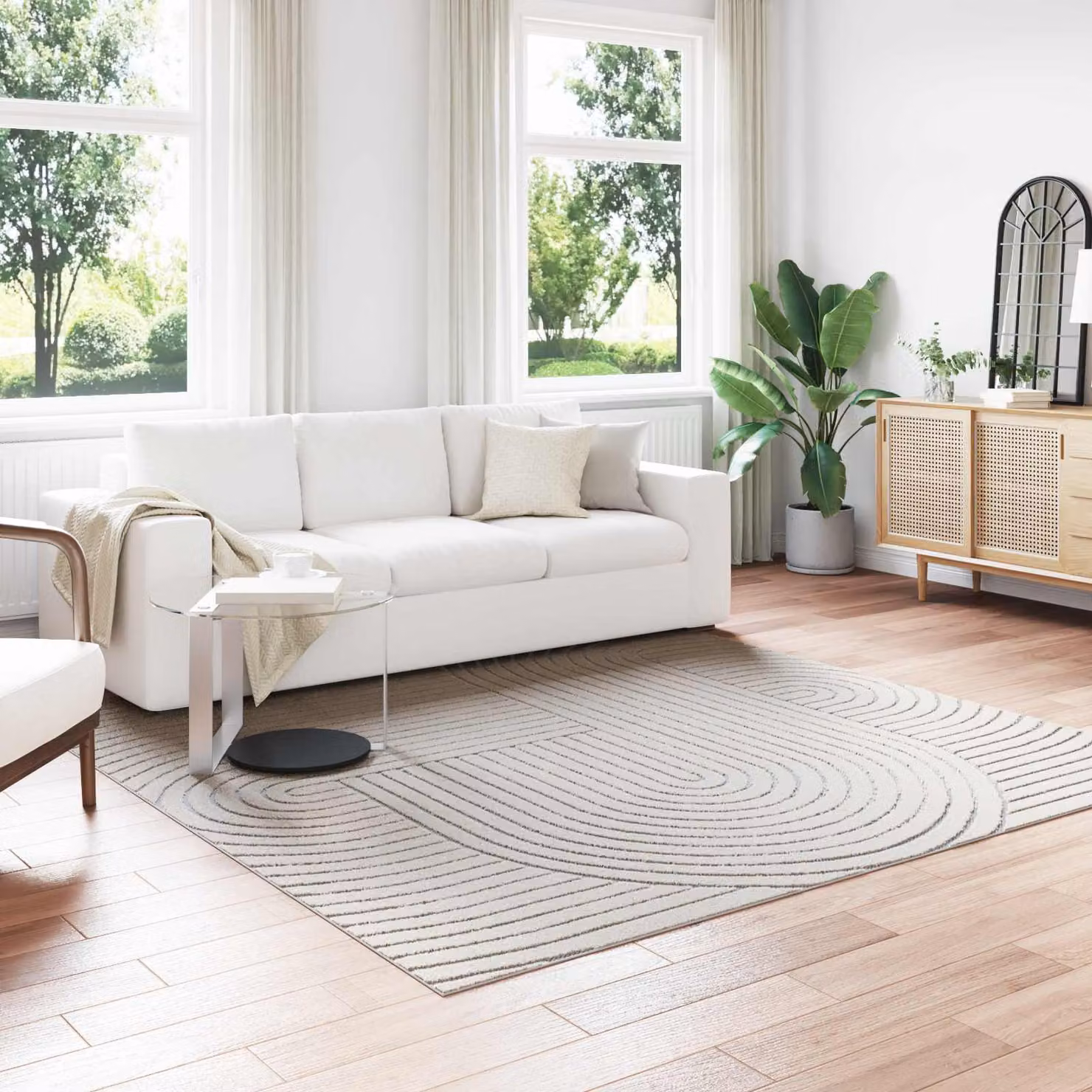 Tappeto Quadrato Moderno vidaXL PALMERAS Beige per Interno ed Esterno L/P: 240 x 240 cm