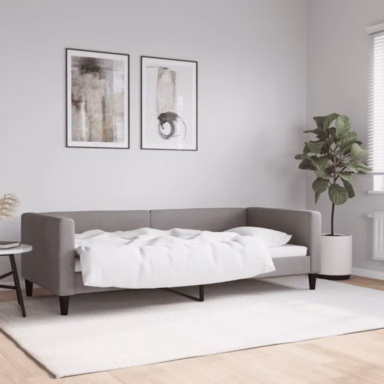 Maison Exclusive - Letto a giorno color taupe, 90x200 cm, rivestito in tessuto
