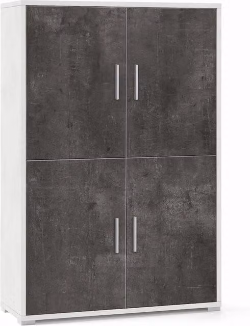 Armadio mobile 4 ante 108x41x161H cm in kit di montaggio colore Ossido bianco e Ossido nero