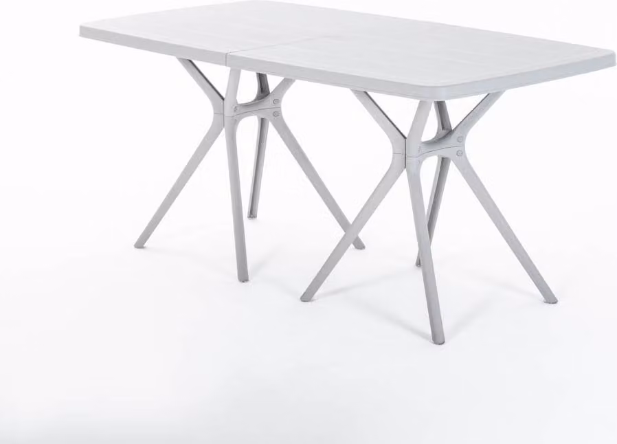 Tavolo rettangolare per esterni 158x84 cm in polipropilene con fibre di vetro, robusto e resistente, apertura centrale per ombrellone, design moderno - OLIVER - Grigio