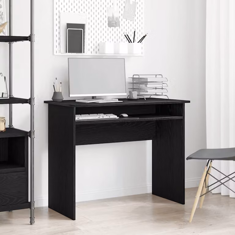 Scrivania moderna vidaXL in legno nero L: 90 cm, P: 60 cm, H: 74 cm