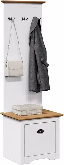 Mobile da ingresso rustico vidaXL in legno e metallo bianco e marrone L 50 cm, P 40 cm, H 157 cm