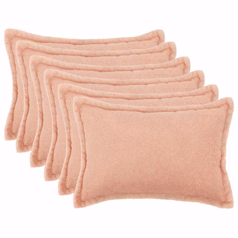 Set di 6 federe vidaXL HOUTEN in tessuto bouclé rosa, L 50 cm x P 80 cm
