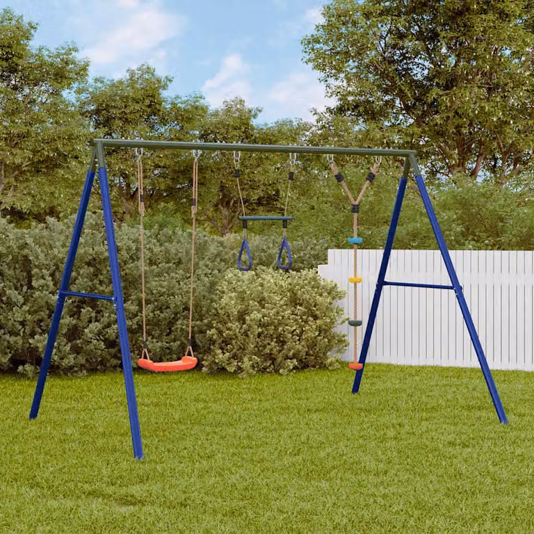 Set Gioco da Esterno vidaXL con Altalena a Disco e Trapezio Multicolore H: 185 cm, L: 273,5 cm, P: 185 cm