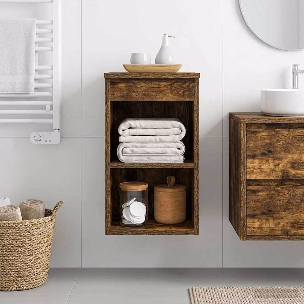 Armadio da bagno moderno vidaXL In-between in Rovere Fumo, L/P/H: 30 x 41 x 50 cm