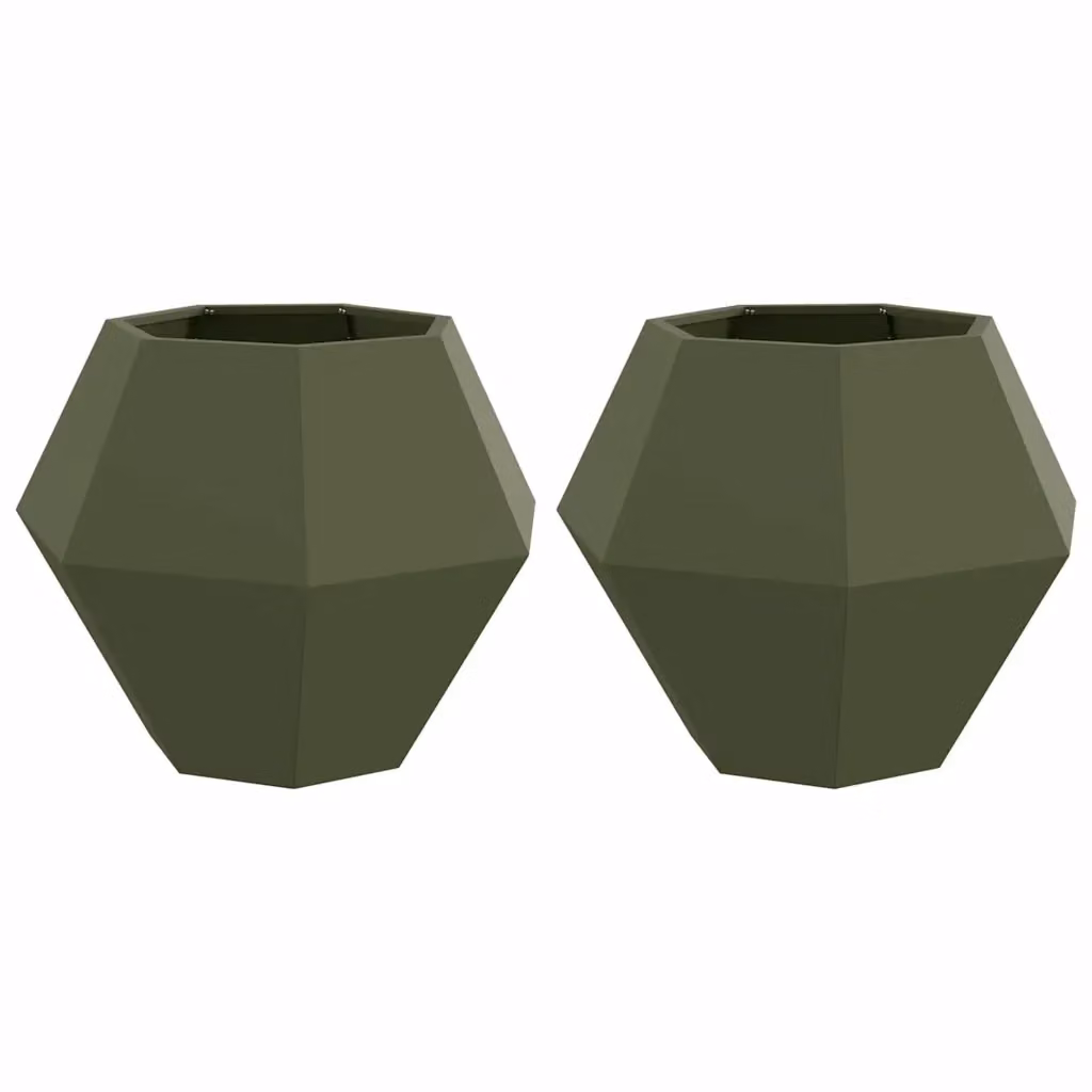 Set di 2 fioriere vidaXL in acciaio verde, L 75 x P 75 x H 60 cm – 2