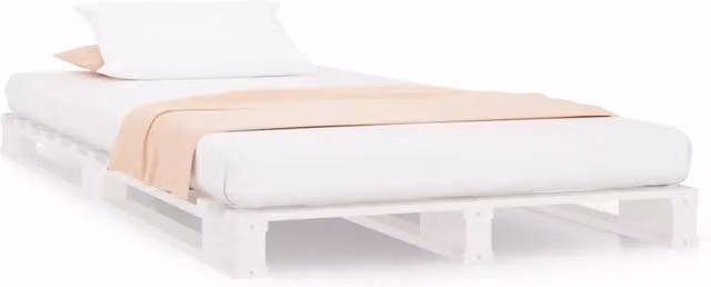 Letto singolo a pallet in legno massello di pino bianco per adulti L/P/H: 90 x 200 cm