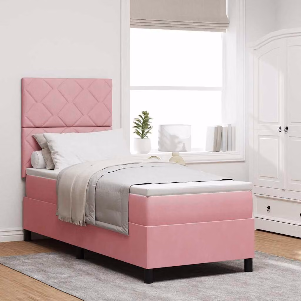 Maison Exclusive - Letto boxspring con testiera Rosa 80 x 200 cm in velluto