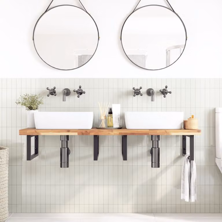vidaXL Piano da Bagno Non Trattato 160x50x4cm Legno Massello di Acacia