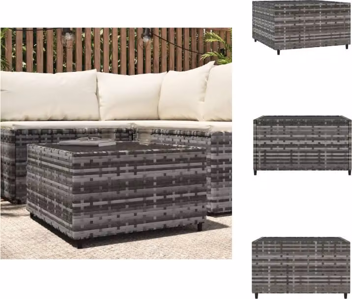 vidaXL Tavolino da giardino quadrato grigio 50x50x30 cm in poly rattan - Tavoli da giardino