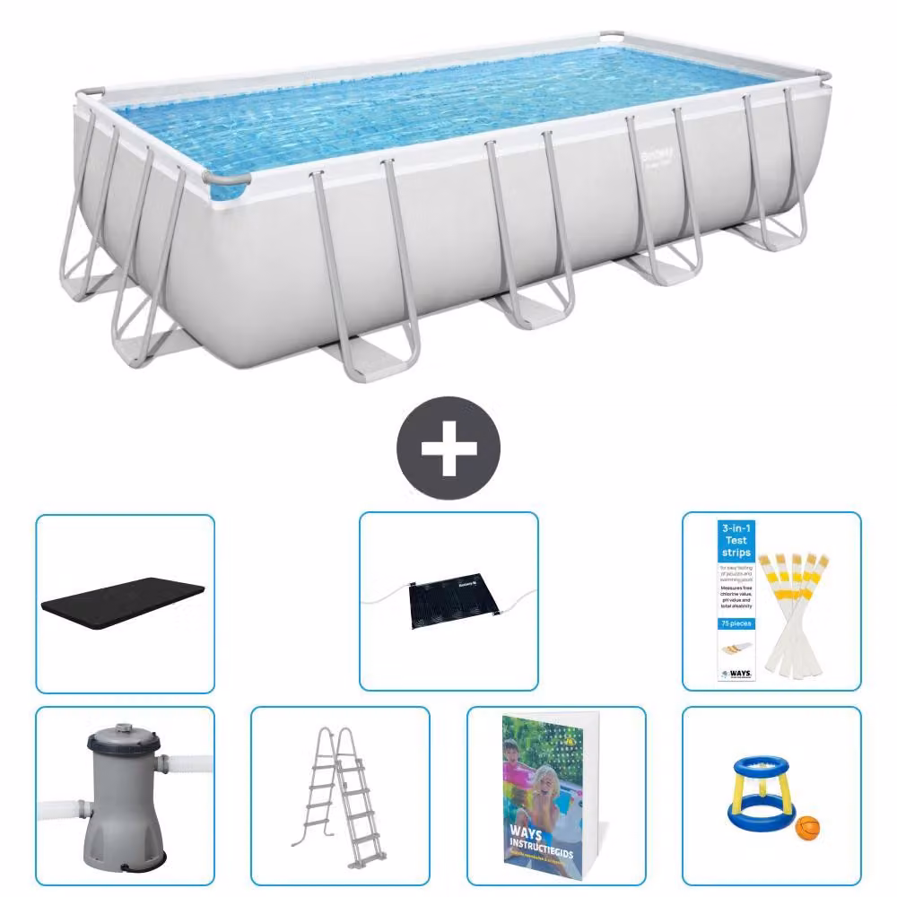 Bestway Power Steel, piscina rettangolare - 488x244x122 cm - composta da 6 parti, modello S559