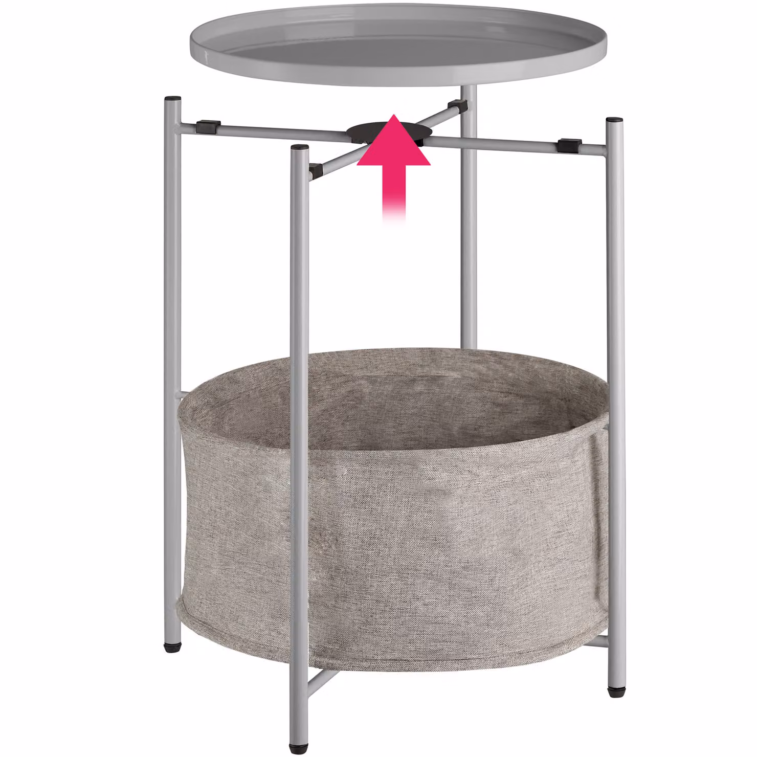 Tavolino rotondo Canterbury tectake grigio con meccanismo a sollevamento L/P/H: 45,5 x 45,5 x 53 cm