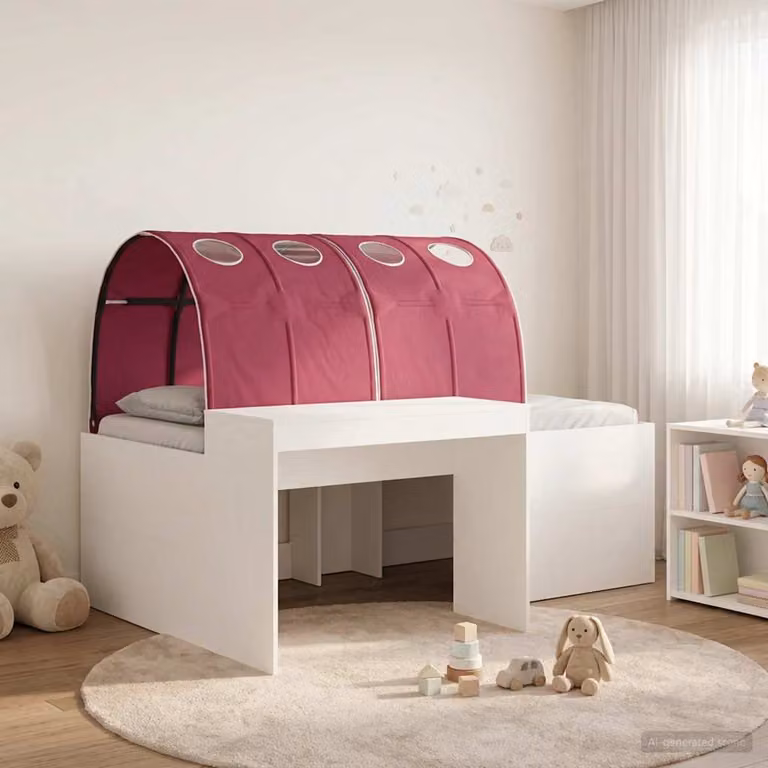 Letto singolo per bambini vidaXL con tunnel, Bianco e Rosso, L/P/H: 200 x 80 x 123,5 cm
