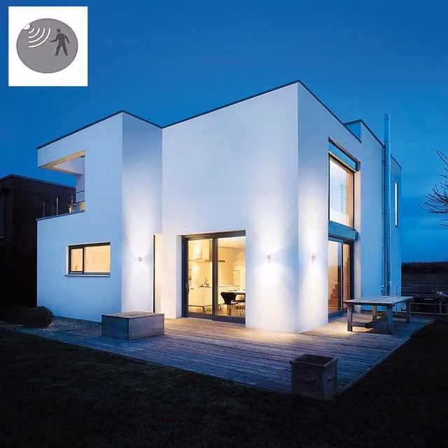 Applique LED da esterno STEINEL moderna Up/Down in alluminio grigio con sensore di movimento e crepuscolare, luce bianco caldo 797 lumen, protezione IP44