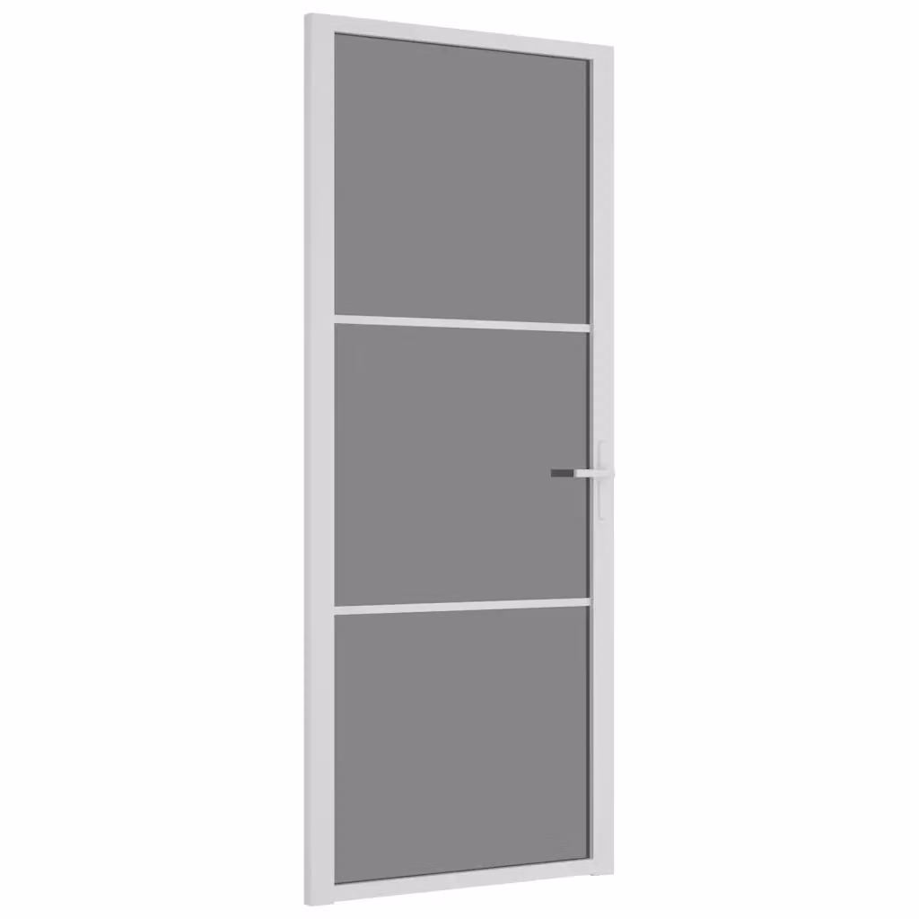 Porta interna moderna vidaXL in alluminio e vetro trasparente, colore bianco, L: 83 cm, H: 201,5 cm – 2