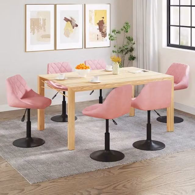 Sedie da Pranzo Girevoli 6 pz Rosa in Velluto 3088807