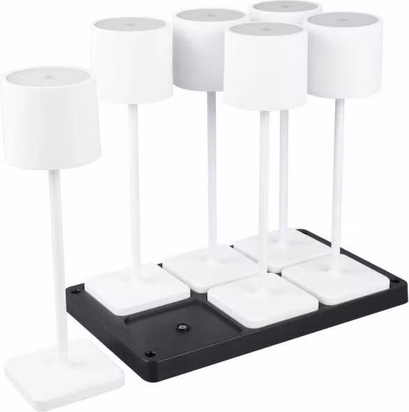 Set 6 lampade tavolo bianche LED 1W ricaricabili Fernandez RL