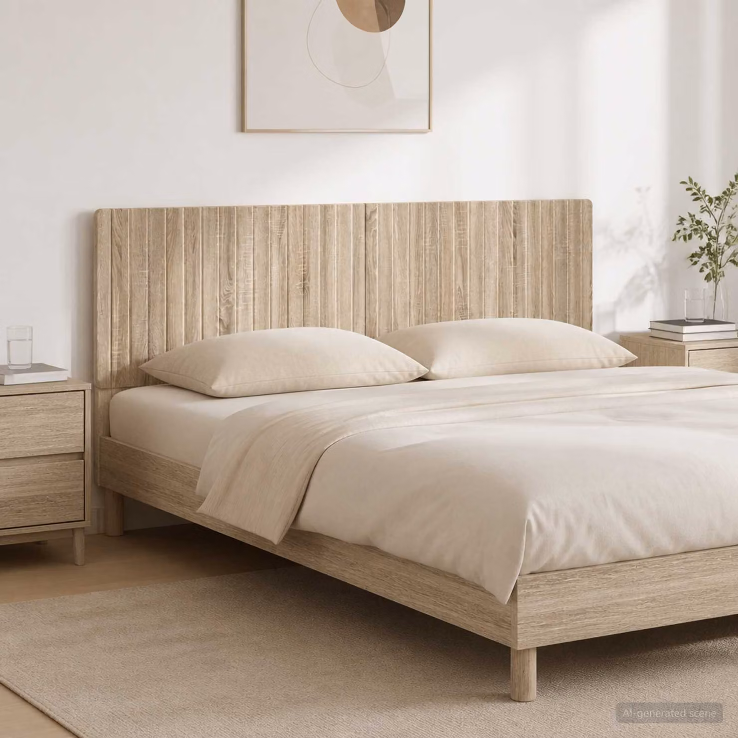 Testiera da muro vidaXL ZWOLLE in legno ingegnerizzato Rovere Sonoma con ripiano integrato, colore marrone e beige
