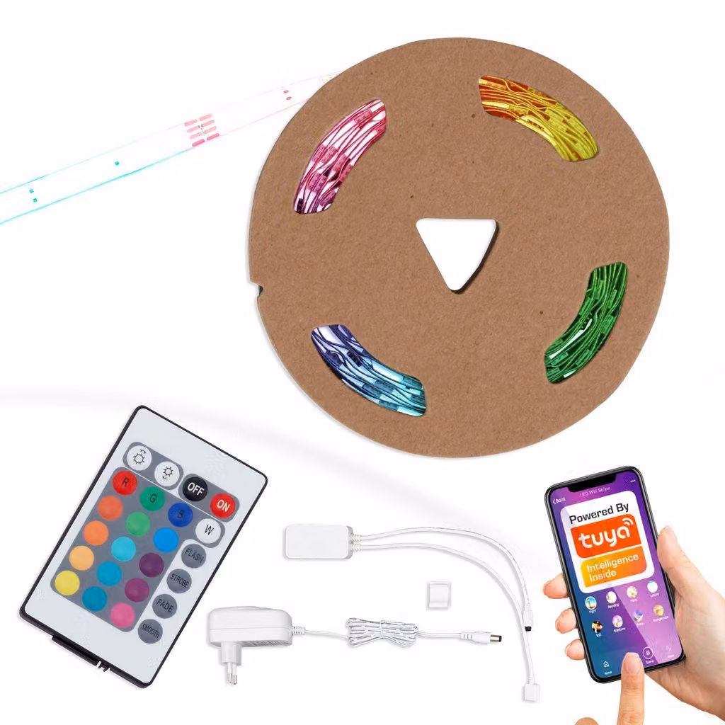 Nastro LED Smart WiFi 5 metri RGB autoadesivo accorciabile bianco plastica Briloner
