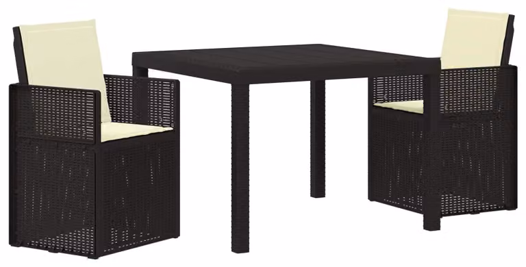 Set da Pranzo per Giardino 3 pcs Antracite e Crema PP