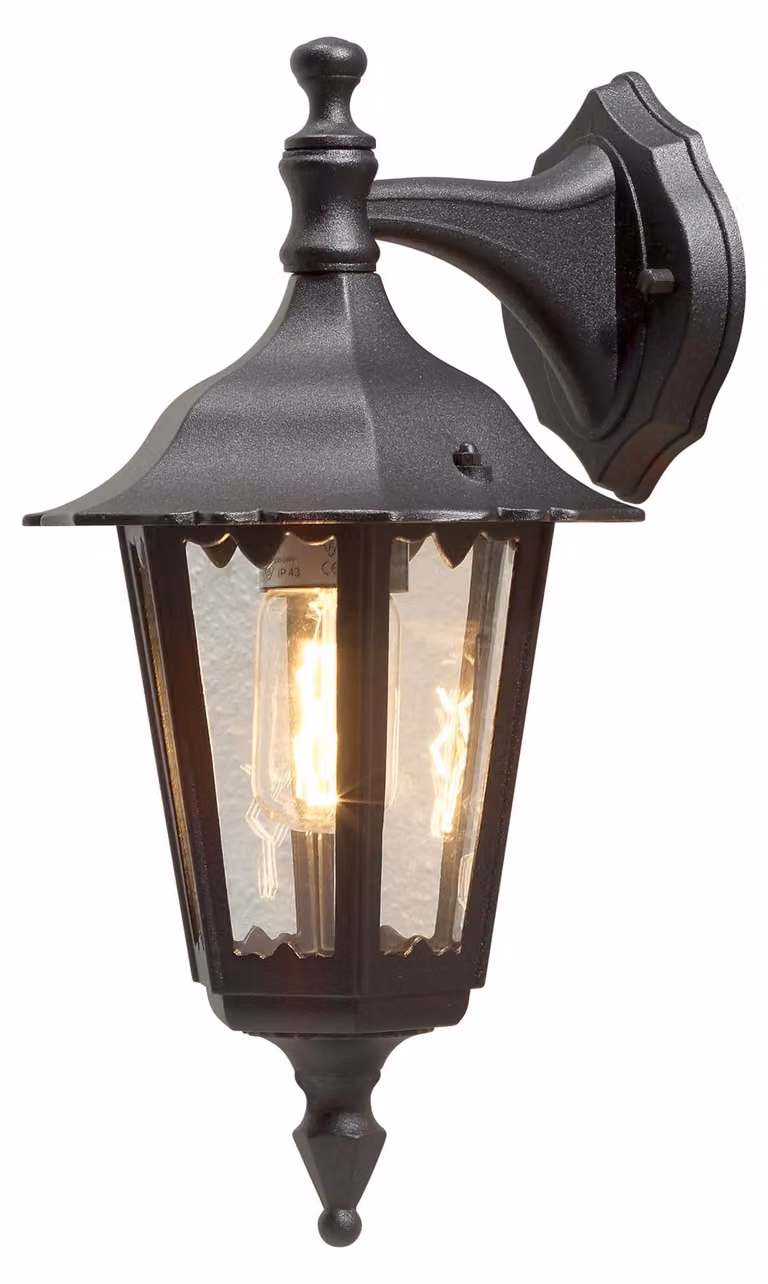 Lampada da parete, dimensioni 22x24x39 cm, grado di protezione IP43, alluminio, finitura nero opaco