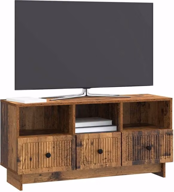 Mobile porta TV moderno in legno color marrone con vani multimediali L/P/H: 102 x 34,5 x 50 cm – 1