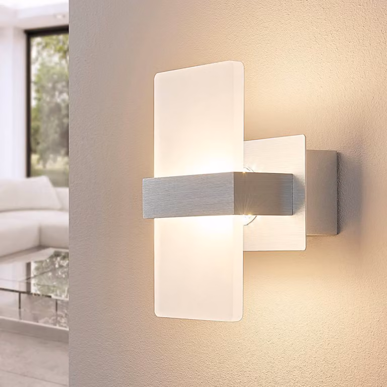 Applique da parete a LED Yorick Lindby, Bianco / Opale, Camera da letto, Plastica, Moderno, Applique a LED