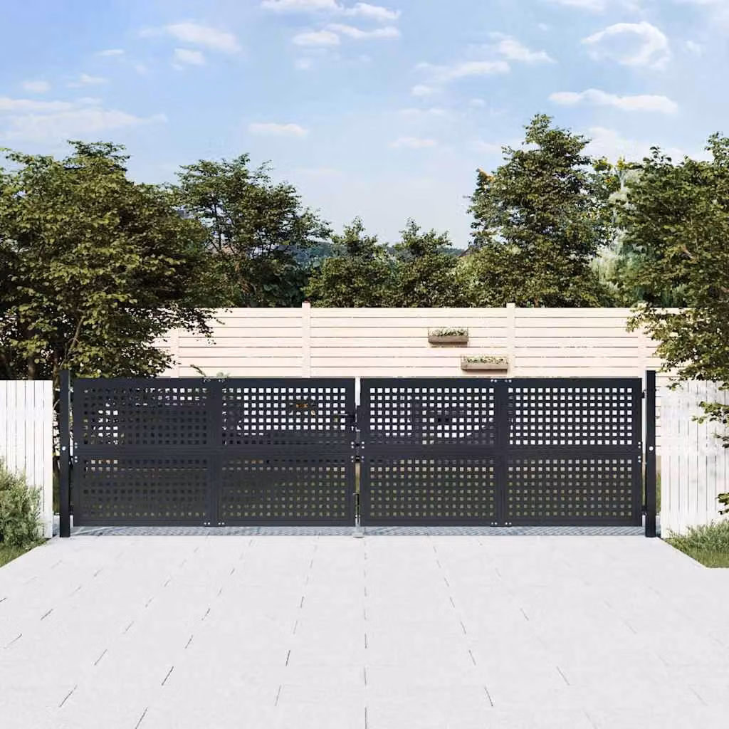 Cancello da giardino doppio vidaXL in acciaio color antracite L: 400 cm, H: 75 cm