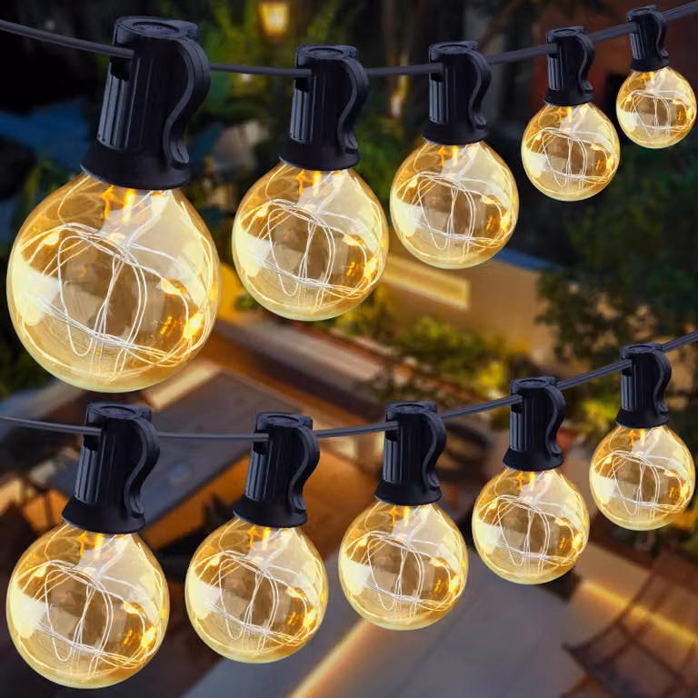 Catena luminosa a LED, lunghezza 13,5 metri, 36 lampadine a luce calda, grado di protezione IP65/IP44