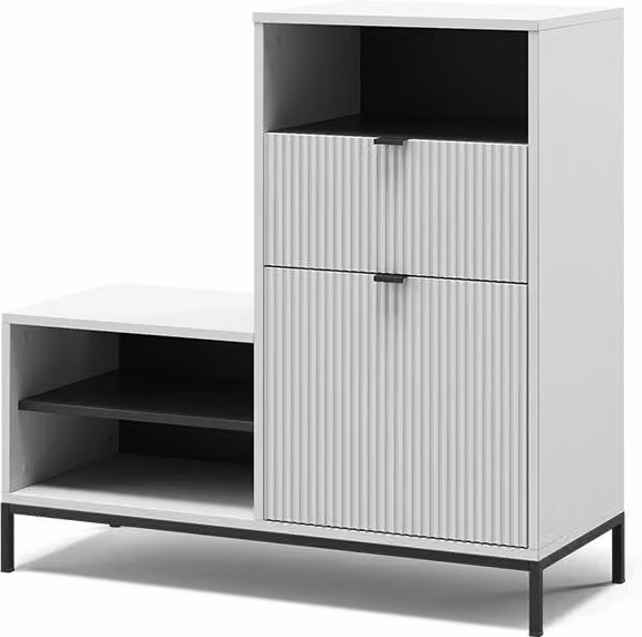 Panca scarpiera da ingresso Eliza Vicco Bianco L: 100 cm, H: 98.5 cm con anta e cassetto – 1