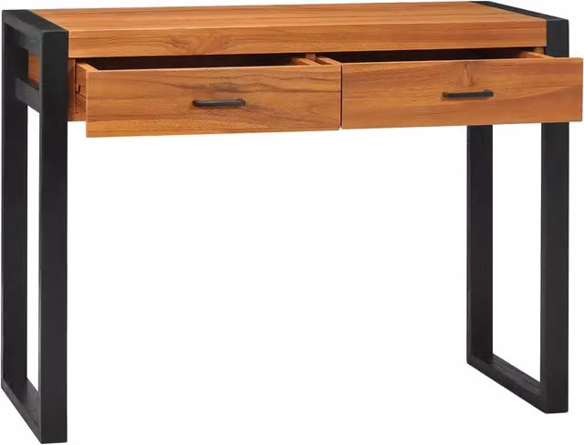Scrivania da ufficio vidaXL in legno di teak marrone e nero L/P/H: 100 x 40 x 75 cm