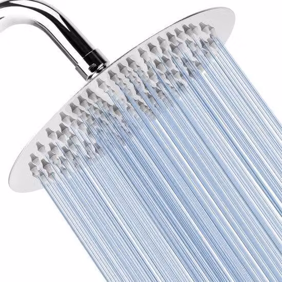 doccia a pioggia da 20 cm - Soffione tondo ad alta pressione in acciaio inox 304 - Doccia confortevole - Bassa pressione dell'acqua - Montaggio a parete o a soffitto - Tubo di ricambio dell'acqua cromato