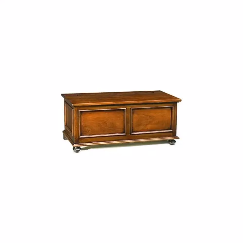 Cassapanca contenitore in stile arte povera in legno massello e MDF con finitura noce, colore marrone, L: 100 cm, P: 44 cm, H: 51 cm – 2