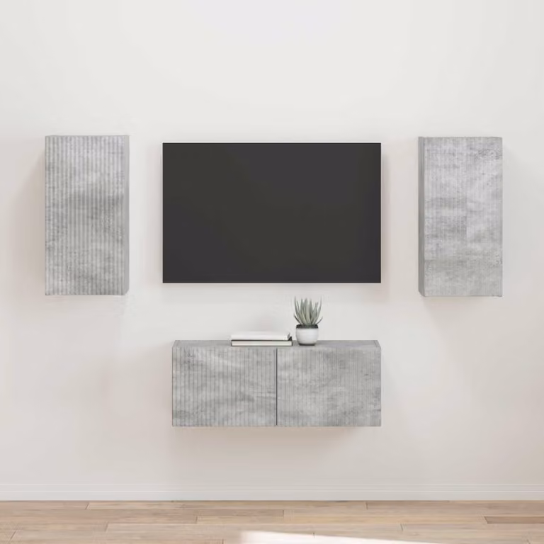 Set di 2 mobili TV moderni vidaXL in legno MDF e grigio cemento